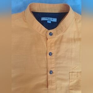 Twills1995 Men's Henley Shirt Mustard Half Button Size Medium Long Sleeve